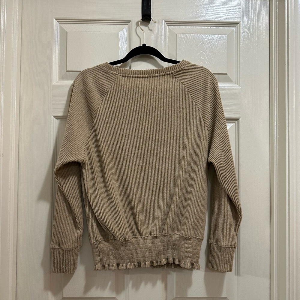 Women’s Nine West crew neck sweater tan corduroy ribbed size large - Picture 4 of 4